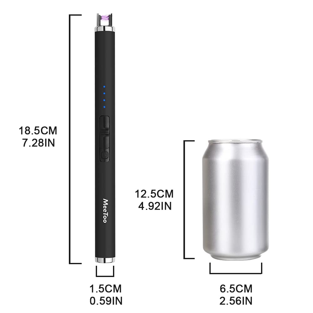 MeeToo Candle Electric Lighter Rechargeable USB Type-C Lighters for Candle Christmas Kitchen Camping Party, Gifts for Wife Women Men Nana Black