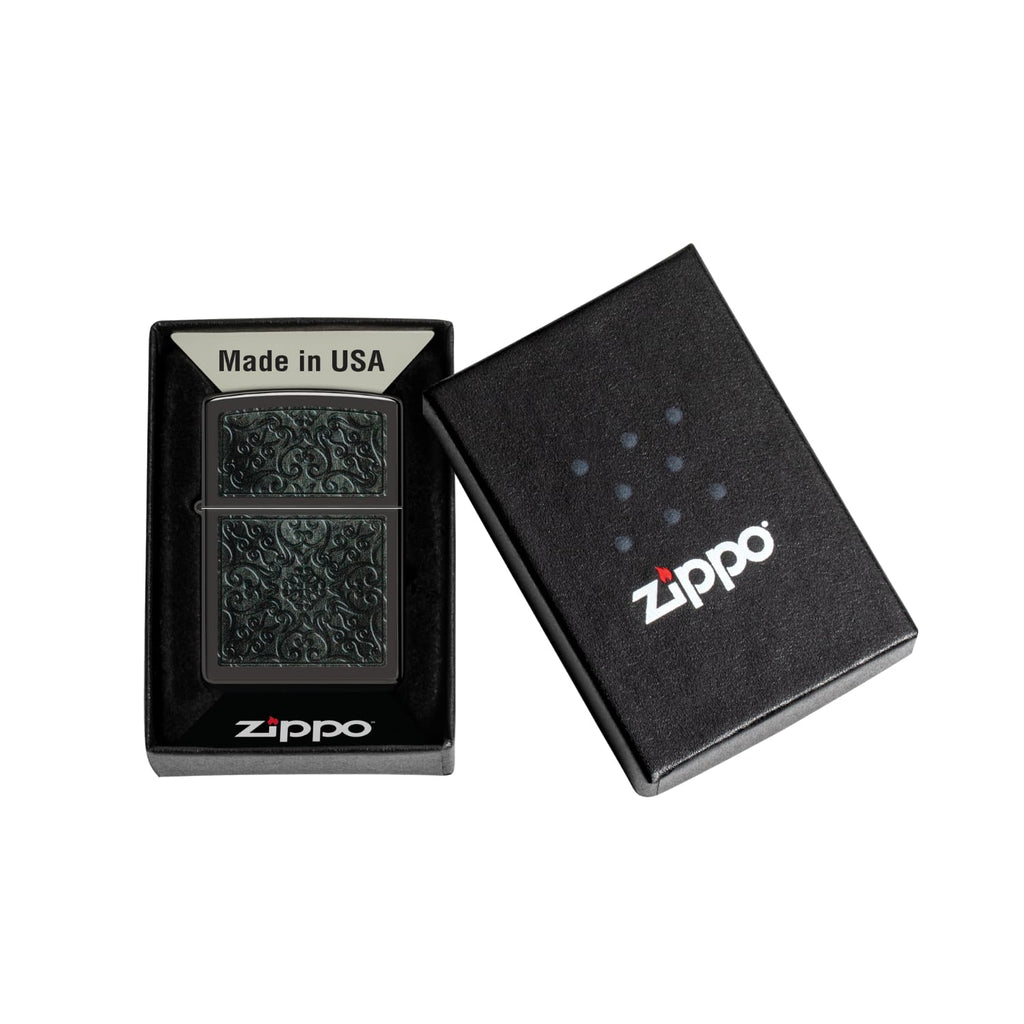 Zippo Gothic Window Design Armor® Black Ice® Pocket Lighter