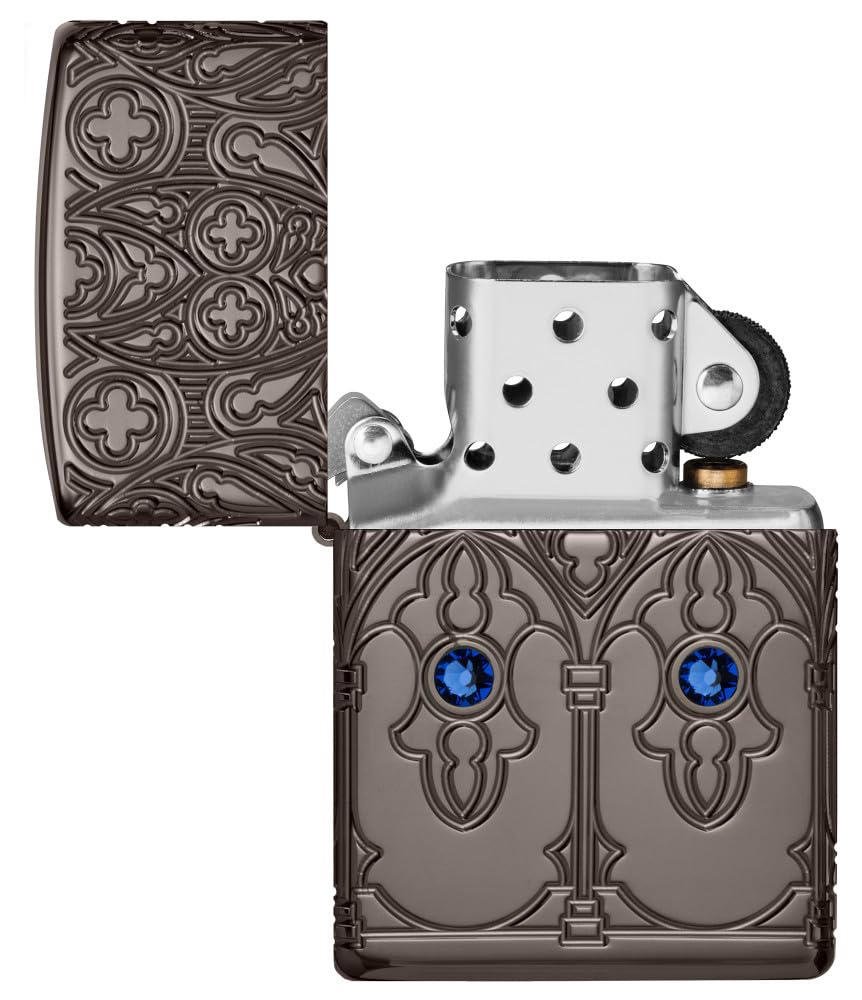 Zippo Gothic Window Design Armor® Black Ice® Pocket Lighter
