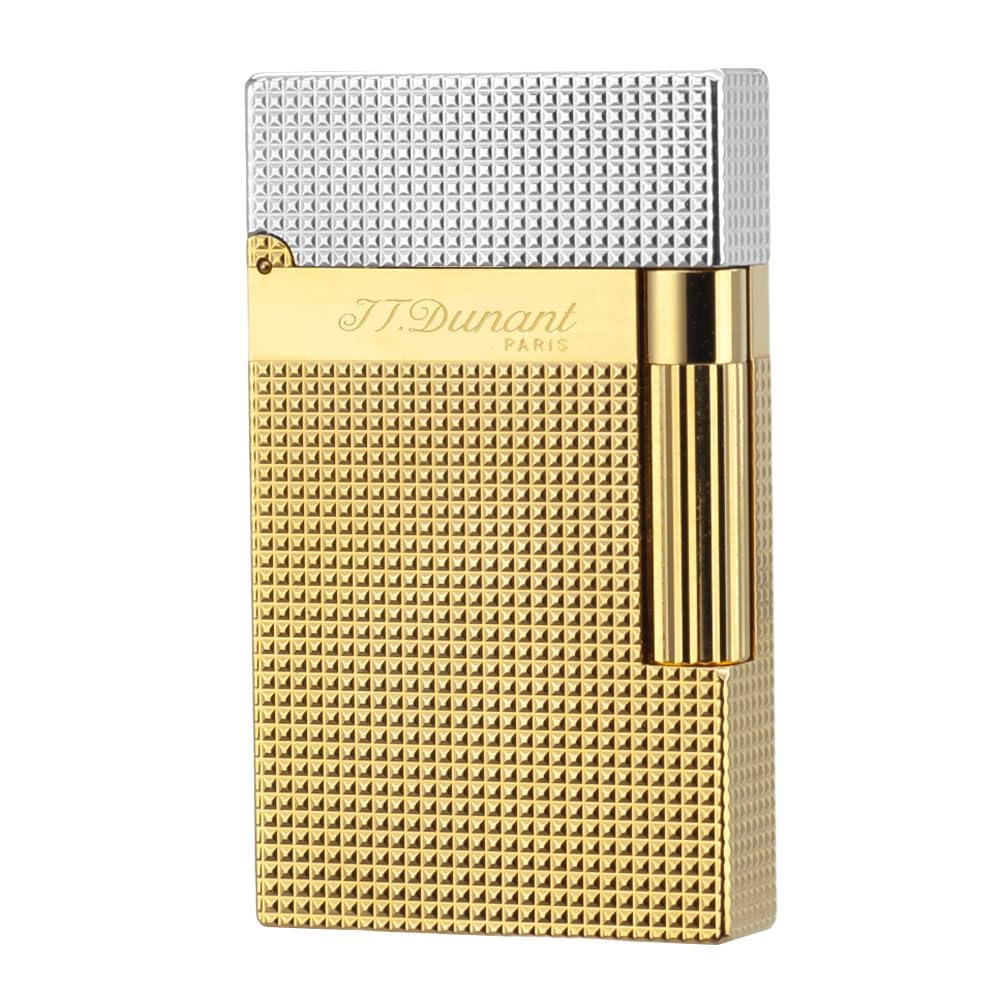 Classic Ligne 2 Lighter – Iconic “Ping” Sound, Diamond Head Brass Lighter, Adjustable Soft Flame, Luxury Gift for Men Dad Boyfriend (Gold1)