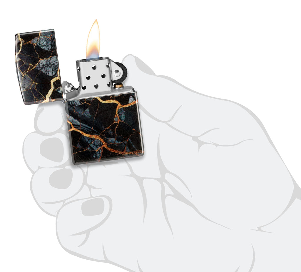 Zippo Gothic Window Design Armor® Black Ice® Pocket Lighter