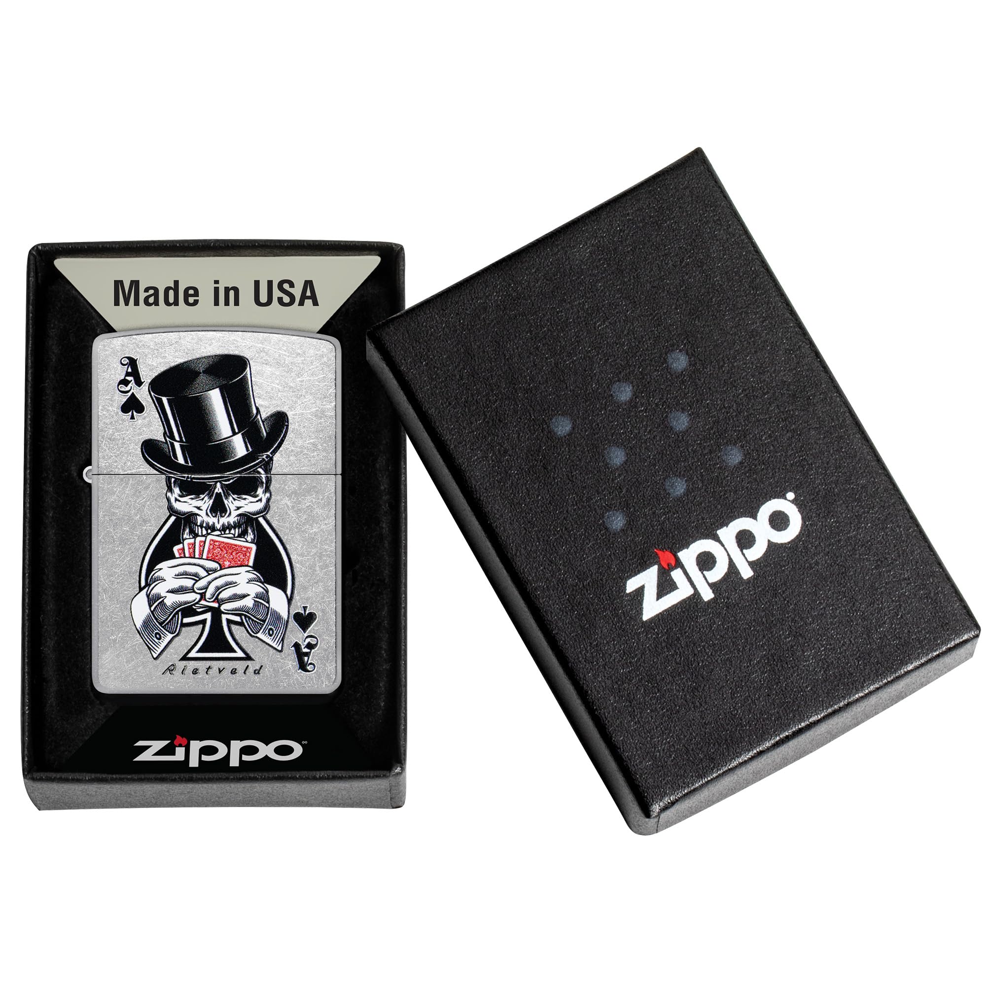 Zippo Rietveld Ace of Spades Design Street Chrome Pocket Lighter